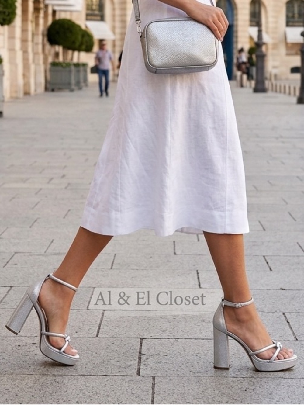 Pelle Moda Silver Metallic Suede Platform Heeled Sandals – Size 10 NWB